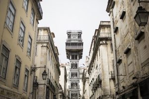 grey cloudy city trip, beautiful architecture, old town of Lisboa, Lissabon